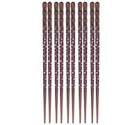 ANKROYU Reusable Wooden Chopsticks Anti Slip Design Exquisite Pattern Light Comfortable Washable Chopsticks for Parties Weddings Asian Cuisine Maras Wood 22.5cm 5 Pairs (red)