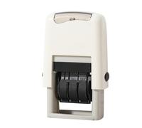 ANKROYU Self Inking Date Stamp English Adjustable Quick Drying Clear Imprint Stamp for Office Business Documents ABS Plastic 25x2.8mm Compact Size (White)