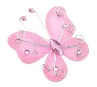 ANKROYU Sheer Mesh Wire Glitter Butterflies 24pcs DIY Wedding Party Decoration Supplies for Home Clothing Accessories White Blue Pink Purple Red 5cm (Pinkish)