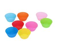 ANKROYU Silicone Baking Cups 8Pcs Set Reusable Round Cake Muffin Molds Heat Resistant Non for Home Bakers Professional Chefs Red Orange Yellow Green Pink Blue 7cm 2.8in