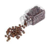 ANKROYU Silicone Micro Link Rings, 500PCS/Bottle 5MM Silicone Lined Link Rings Beads Loops, Optional Silicone Lined Links Beads Linkies for Hair Extensions(light brown)