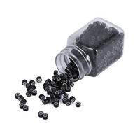 ANKROYU Silicone Micro Link Rings, 500PCS/Bottle 5MM Silicone Lined Link Rings Beads Loops, Optional Silicone Lined Links Beads Linkies for Hair Extensions(black)