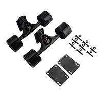 ANKROYU Skateboard Truck Wheels Bearings Set High Performance Complete Skateboard Parts Kit for Skateboarding Enthusiasts Hot Forging Alloy Silver Black Wheel Options 2pcs (Black shaft black wheel)