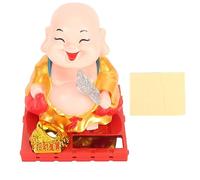 ANKROYU Solar Buddha Figurine Maitreya Auto Hand Shaking Solar Powered Durable ABS Buddha Statue for Home Car Office Bright Colors Unique Shape Energy Saving Religious Decoration G (Gold Maitreya)