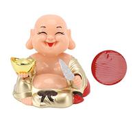 ANKROYU Solar Powered Laughing Buddha Ornament Automatic Nodding Smiling Buddha Car Dashboard Decoration Plastic 9.5cm Home Office Desk Window Lucky Charm Gift
