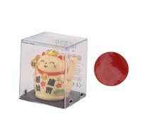ANKROYU Solar Powered Lucky Cat Figurine 2 Inch Automatic Waving Arm Fortune Cat Ornament for Home Desk Decor Plastic Cute Cartoon Style Gift (Yellow)