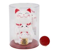 ANKROYU Solar Powered Smiling Cat Ornament - Hand Waving Fortune Cat for Car and Home Decor (Black) (Yellow) (White)