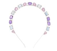 ANKROYU Sparkling Rhinestone Headband Elegant Hair Accessory Comfortable Adjustable Fashion Headwear for Women Bridal Party Wedding Dance Photography Metal Crystal Hairband (Pink and purple CHT-714)