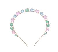 ANKROYU Sparkling Rhinestone Headband Elegant Hair Accessory Comfortable Adjustable Fashion Headwear for Women Bridal Party Wedding Dance Photography Metal Crystal Hairband (Green Series)