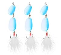 ANKROYU Spinner Spoon Fishing Lures 3Pcs Double Spinner Artificial Fish Baits with Treble Hook Tackle for Perch Catfish Mandarin Fish Predatory Fishing Blue Golden Green (Blue)