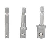 ANKROYU Stainless Steel Power Drill Adapter Socket Set 3 Pcs 1/4 3/8 1/2 Inch Hex Shank Square Head Screwdriver Drill Extension Rod for Professional and DIY Home Improvement Projec