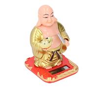 ANKROYU Standing Maitreya Buddha Solar Ornaments Light Sensing Lucky Decor Statue with Automatic Motion for Office Home Car Dashboard Plastic Material Bright Color 10cm Height