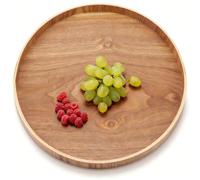ANKROYU Table Plates Wooden Serving Tray Coffee Table Tray Light Wood Tray Round Wood Platter Wood Circular Tray Wood Serving Tray Round(24cm)
