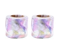 ANKROYU Tulle Fabric Rolls Feather Pattern Gradient Color Decorative Crafts Ribbon Soft Shiny Lightweight Durable Polyester Material For Gift Wrapping Party Decorations 2Pcs 25 Yar (White)
