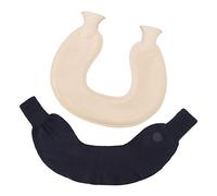 ANKROYU U Shaped Neck Hot Water Bag Double Knitted Insulation Rubber Warm Hot Water Bottle Premium Durable Splashproof for Travel Pain Relief and Cold Nights 1L Capacity 520g 365x3 (Red Cover) (Navy