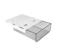 ANKROYU Under Desk Drawer Organizer Self Adhesive Slide Out Storage Box Space Saving Attachable Office Stationery Document Holder for Home Study Work Premium Plastic 21x17.5x6.5cm (Transparent White)