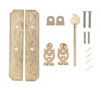 ANKROYU Vintage Brass Cabinet Handles Chinese Antique Drawer Pulls Elegant Botanical Pattern Decorative Hardware for Furniture Dressers Wardrobes Solid Brass Material 15x6cm Set of