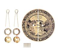 ANKROYU Vintage Brass Drawer Handles Chinese Antique Furniture Pull Ring Cabinet Door Knobs Wardrobe Drawer Pulls 11cm 4.3 Inch Set of 2 Proof Durable Hardware