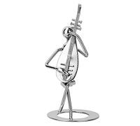 ANKROYU Vintage Iron Art Pipa Performer Model Desk Decoration Elegant Handcrafted Musician Figure Ornament For Home Bar Living Room Decor Black 18cm