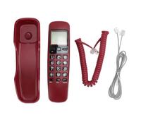 ANKROYU Wall Mounted Corded Telephone with Caller ID HD Display Anti Slip Design Comfortable Oval Keys No Battery Required Durable ABS Construction for Home Office Use Red Color