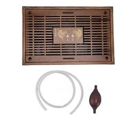 ANKROYU Water Storage Tea Tray Large Capacity with Drainage Tool Hose Non Fading Decorative Pattern Wooden Tea Serving Tray for Home Tea Ceremony and Office Use (Type A Light Black) (Type B)