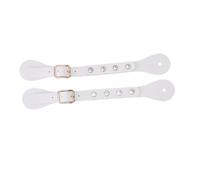 ANKROYU Western Equestrian Spur Straps Adjustable Rhinestone Decorated Synthetic Leather Boot Straps for Horse Riding Competition and Training (White)