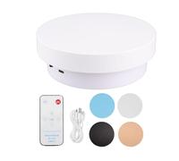ANKROYU White Automatic Rotating Display Stand with Remote Control 360 Degree Motorized Turntable Adjustable Speed Slip Base for Jewelry Electronics Display ABS Material 3kg Capaci (Diameter 15cm /