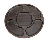 ANKROYU Wooden Serving Tray Round 5 Compartment Snack Platter Chip and Dip Tray for Appetizers Candy Nuts Parties Large Rustic Farmhouse Style Durable Wood Construction Multipurpos