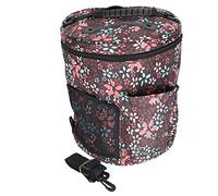 ANKROYU Wool Storage Bag Cylindrical Large Capacity Yarn Organizer with Multiple Pockets and Durable Handle for Knitting Accessories Storage Polyester Hanging Door Window Travel