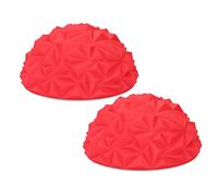 ANKROYU Yoga Half Ball Balance Pods 2Pcs Set High Elasticity PVC Spiky Massage Balls for Full Body Workout Physical Home Gym Fitness Training Equipment Purple Blue Red Green (Red)
