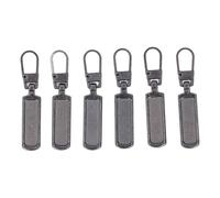 ANKROYU Zipper Pull Tab Rustproof Detachable Colred Metal Zipper Head Replacement Kit for Clothing Luggage Shoes Handbags Wallets Stainless Steel 6Pcs Multi Color (Gray)