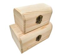 Anktily 2 Pack Wooden Arc Design Treasure Boxes,2 Size Small Wooden Storage Chest for Jewelry and Keepsakes Rustic Desktop Organizer