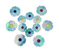 Anktily Stained Glass Flower Mosaic Tiles Kit - 12 Florals with Petals & Flat Beads for DIY Crafts, Home Decor & Garden Art (Iridescent Sky Blue)