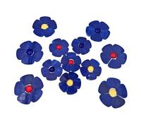 Anktily Stained Glass Flower Mosaic Tiles Kit - 12 Florals with Petals & Flat Beads for DIY Crafts, Home Decor & Garden Art (Dark Blue)
