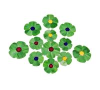 Anktily Stained Glass Flower Mosaic Tiles Kit - 12 Florals with Petals & Flat Beads for DIY Crafts, Home Decor & Garden Art (Emerald Green)