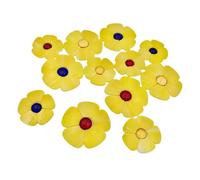 Anktily Stained Glass Flower Mosaic Tiles Kit - 12 Florals with Petals & Flat Beads for DIY Crafts, Home Decor & Garden Art (Yellow)