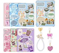 ANKUAITIAN Case Insert Cards Set for Kindle Paperwhite, 6 Book-Themed Designs with Pearl Keychain and USB-C Dust Plugs, for 11th/12th Generation 6.8" Display (Style-A)