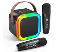 Ankuka Karaoke Machine for Kids Adults, Portable Bluetooth Mini Karaoke Microphone Singing Speaker with 2 Wireless Mic and Light,Toys for All Smartphones,Birthday, Family,Home Party (Black)