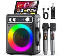 Ankuka Karaoke Machine, Portable Bluetooth Speaker with 2 Wireless Microphones, Effects Signal Processors for Adults Kids with LED Lights, Supports TWS/REC/FM/AUX/USB/TF for Home Party Picnic