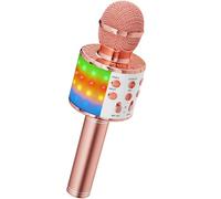 Ankuka Karaoke Wireless Microphone, 4 in 1 Handheld Bluetooth Microphones Speaker Karaoke Machine with Dancing LED Lights, Home KTV Player Compatible with Android & iOS Devices, Rose Gold