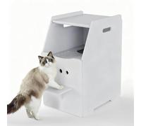 ankuliy Stylish White Hidden Litter Box Enclosure - Top Entry Dog-Proof Modern Furniture with Steps & Filter Plate, Sturdy Wood Design for Cats of All Ages, Easy to Assemble and Clean