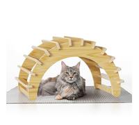 ankuliy Wood Cat House,Wooden Cat Tunnel,Cat Furniture for Cats,Rabbits,Guinea Pigs,Pet Play House and Feeding Station,Easy Assembly,Durable (Natural,20.5" Lx13 Wx14 H)