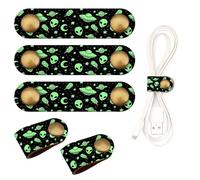 ANKVRP 5 Pack Cord Organizer, Premium Leather Cord Keeper, Colorful Funny Cable Organizer USB Holder, Cute Cable Management Cable Straps Cute Green Aliens
