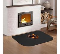 Ankway Hearth Rugs for Fireplaces, 100x80x0.2cm Fireproof Mat, Anti-Slip Fire Resistant Rugs, Protects Floors from Sparks Embers (Black,Large Rounded Corners)