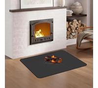 Ankway Hearth Rugs for Fireplaces, 100x80x0.2cm Fireproof Mat, Anti-Slip Fire Resistant Rugs, Protects Floors from Sparks Embers, (Black, Small Rounded Corners)
