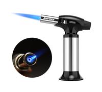 Ankway Kitchen Blow Torch, Refillable Blowtorch Lighter Culinary Cooking Torch with Safety Lock and Adjustable Flame, Ideal for Creme Brulee Desserts Baking BBQ Grill DIY, Silver