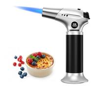 Ankway Kitchen Blow Torch, Refillable Creme Brulee Torch with Safety Lock and Adjustable Flame for Cooking, Baking, Welding, Crafts-Sliver (Butane Gas Not Included)