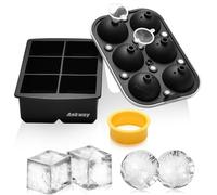 Ankway Silicone Ice Cube Tray, Ball & Cube Ice Trays for Whiskey Cocktails | Food grade, BPA free, Easy-Release, Dishwasher Safe, 1.9in/5cm 6 Balls & 6 Cubes, Reusable, Anti-leakage design