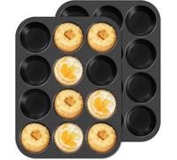 Ankway Silicone Muffin Trays with Metal Frame - BPA Free & Dishwasher Safe, 12 Cup Cupcake Trays, Premium Bakeware for Muffins Yorkshire Pudding Bun, Nonstick Baking Mould, Heat Resistant, Black