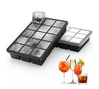 Ankway Upgraded Silicone Ice Cube Trays with Lid, 2 Pack Sturdy Ice Cube Moulds with Metal Frame, Food Grade, BPA Free, Super Easy-Release Ice Trays for Freezer, Whiskey, Cocktail and Drink